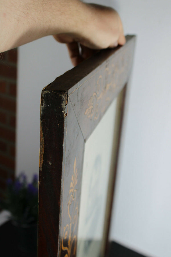 Antique CHARLES X wood frame Napoleon portrait litho