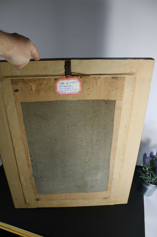 Antique CHARLES X wood frame Napoleon portrait litho