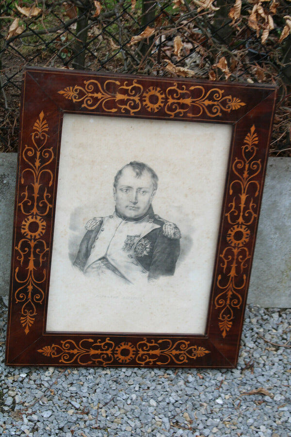 Antique CHARLES X wood frame Napoleon portrait litho
