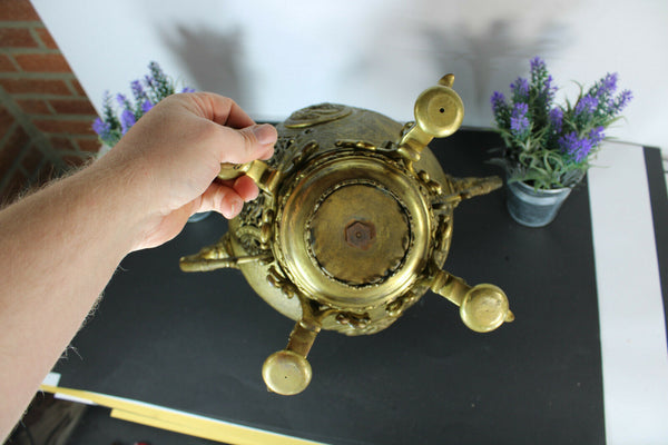 Antique chinese meiji Bronze jardiniere planter dragons heads