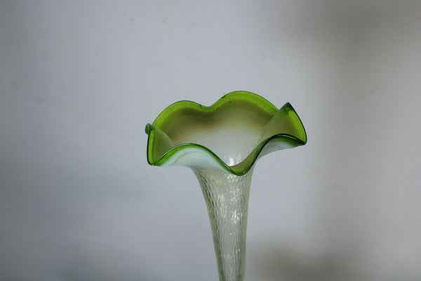 Antique art nouveau silver pl uranium clear glass Centerpiece vase 19thc vase