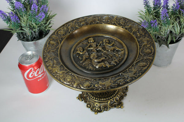 Antique bronze putti cherub lion mythological dragons tazza centerpiece statue
