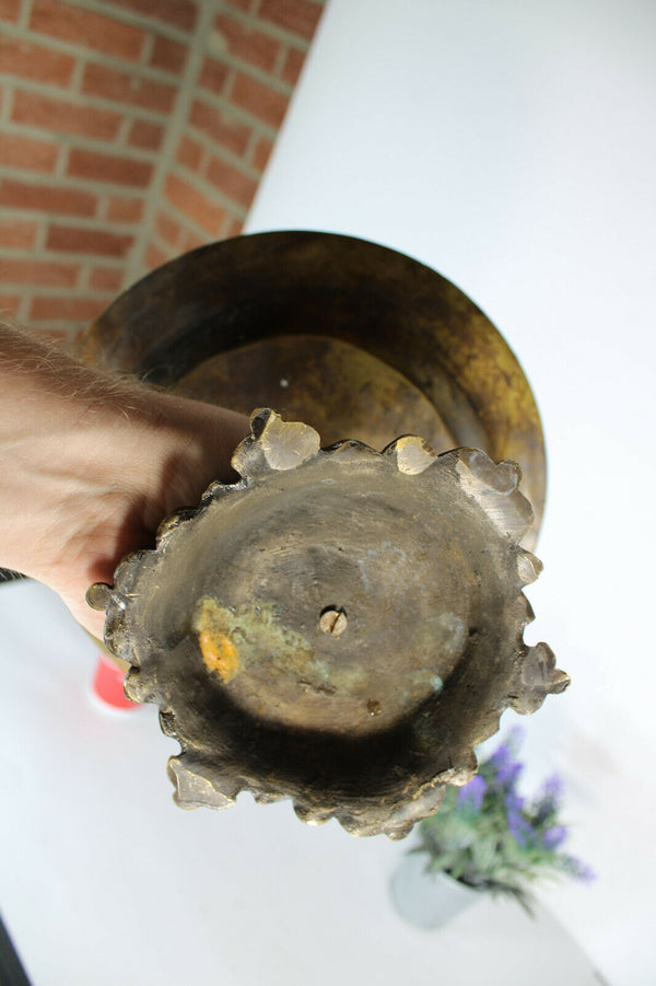 Antique bronze putti cherub lion mythological dragons tazza centerpiece statue