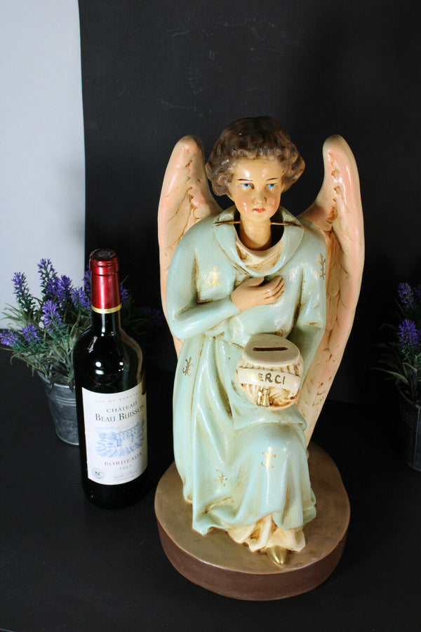 Antique large rare church money box religious nodding angel statue figurine