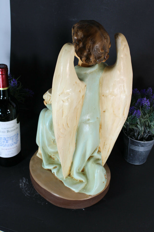Antique large rare church money box religious nodding angel statue figurine