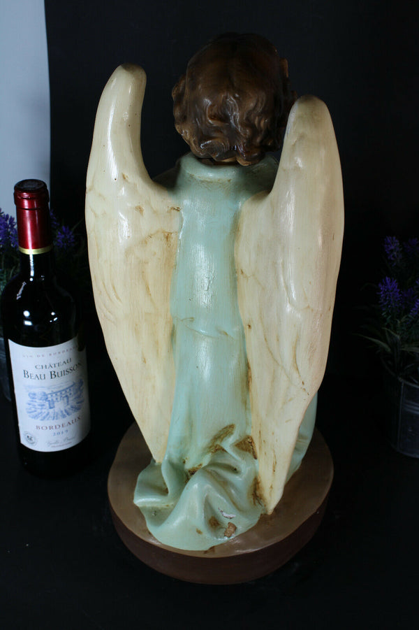 Antique large rare church money box religious nodding angel statue figurine