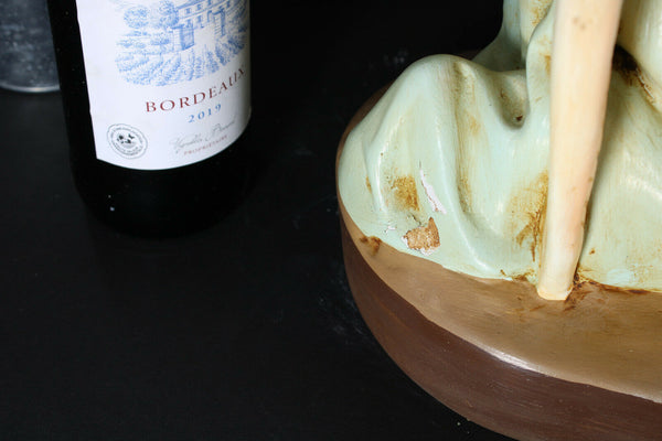 Antique large rare church money box religious nodding angel statue figurine