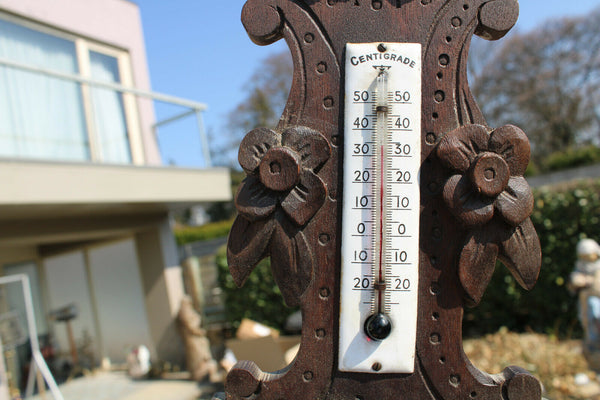 vintage french wood carved dragon barometer