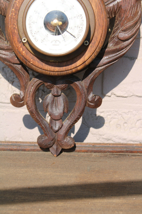 vintage french wood carved dragon barometer