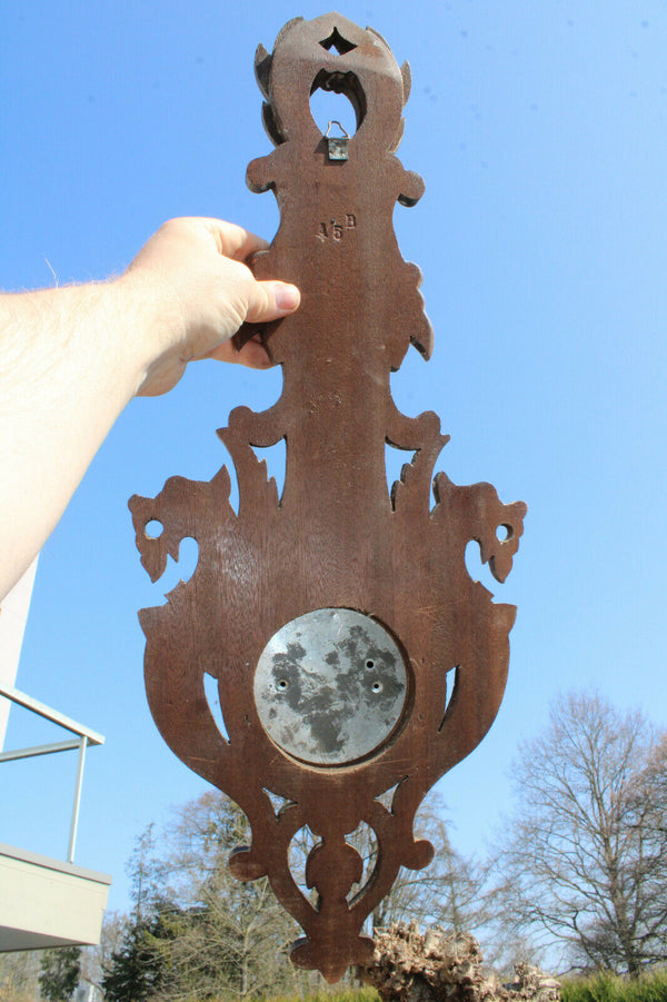 vintage french wood carved dragon barometer