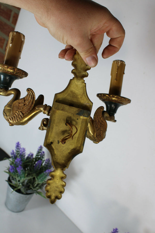 PAIR Lucien gau bronze swan wall lights sconces mid century
