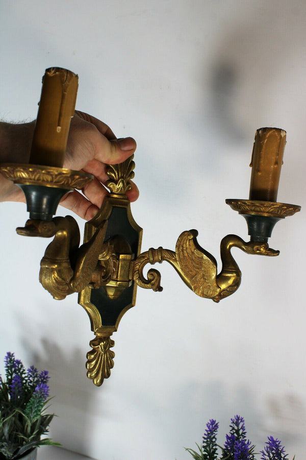 PAIR Lucien gau bronze swan wall lights sconces mid century