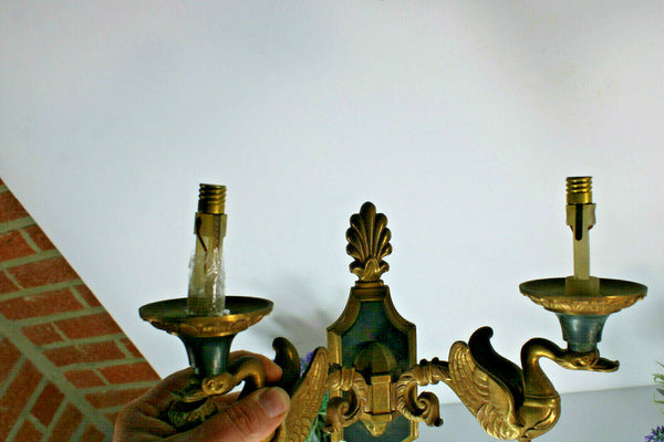 PAIR Lucien gau bronze swan wall lights sconces mid century