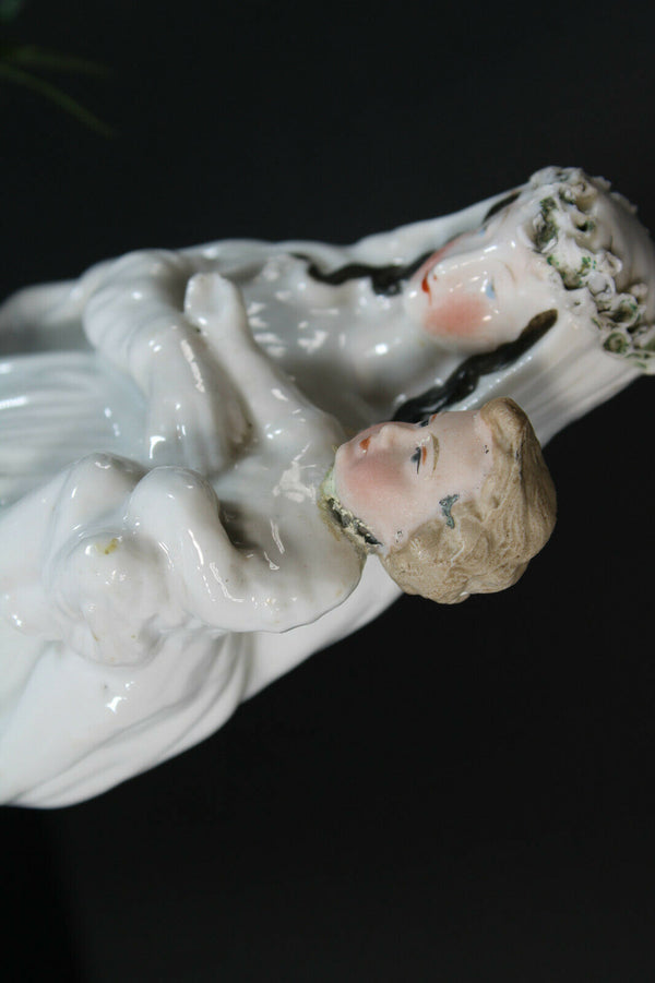 antique french bisque porcelain Madonna child figurine statue