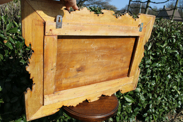Vintage 1950 Wood carved italian 1960 LAst supper relief wall panel religious