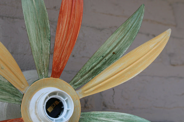 PAIR mid century 1970 MASSIVE marked Sunburst leaf Wall lights sconces