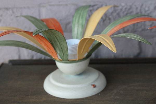 PAIR mid century 1970 MASSIVE marked Sunburst leaf Wall lights sconces