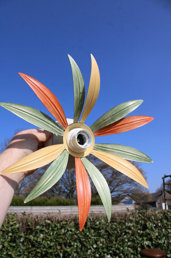 PAIR mid century 1970 MASSIVE marked Sunburst leaf Wall lights sconces