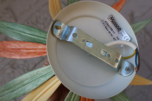 PAIR mid century 1970 MASSIVE marked Sunburst leaf Wall lights sconces