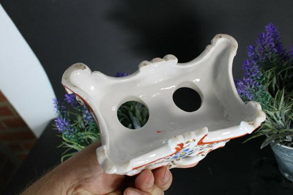 antique french porcelain floral birds decor inkwell