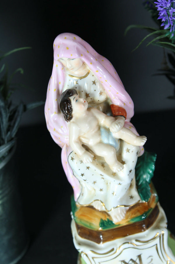 rare antique vieux paris porcelain madonna child figurine statue religious angel