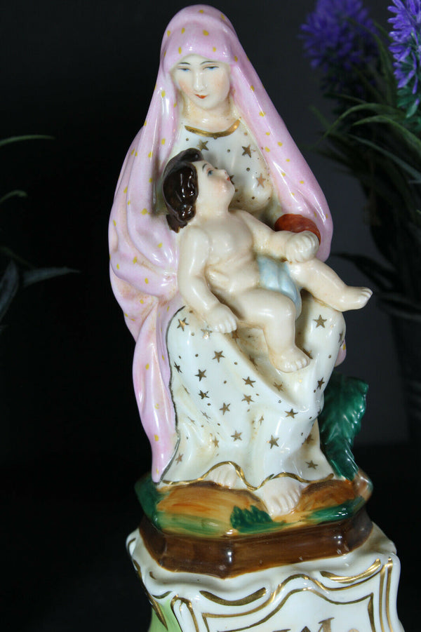 rare antique vieux paris porcelain madonna child figurine statue religious angel