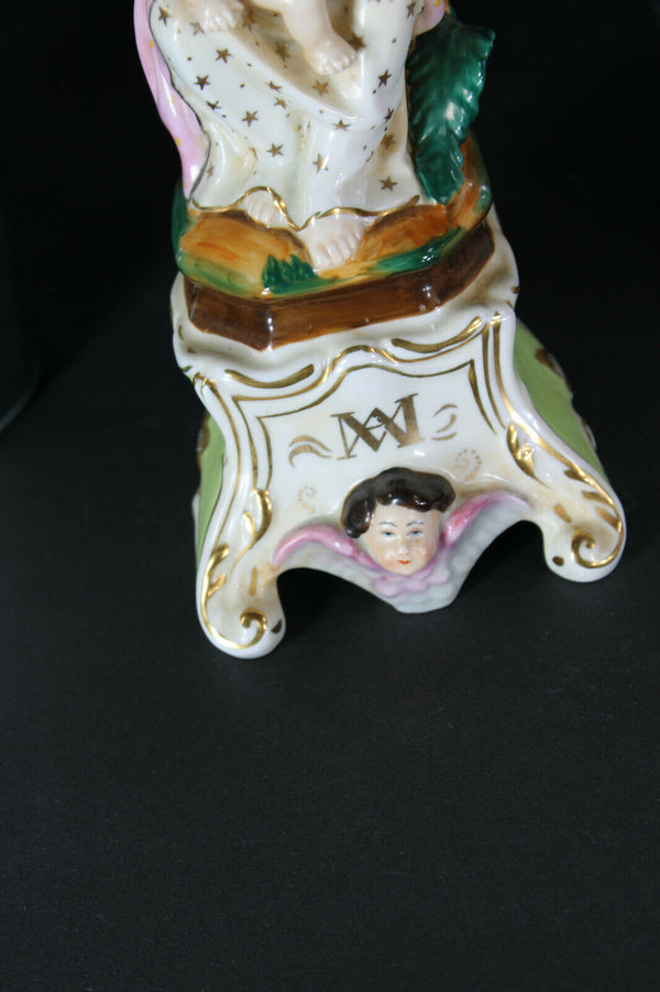 rare antique vieux paris porcelain madonna child figurine statue religious angel