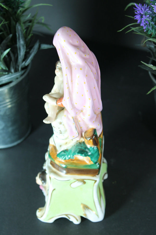 rare antique vieux paris porcelain madonna child figurine statue religious angel
