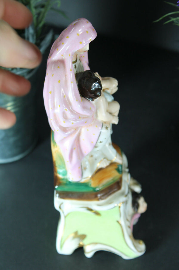 rare antique vieux paris porcelain madonna child figurine statue religious angel