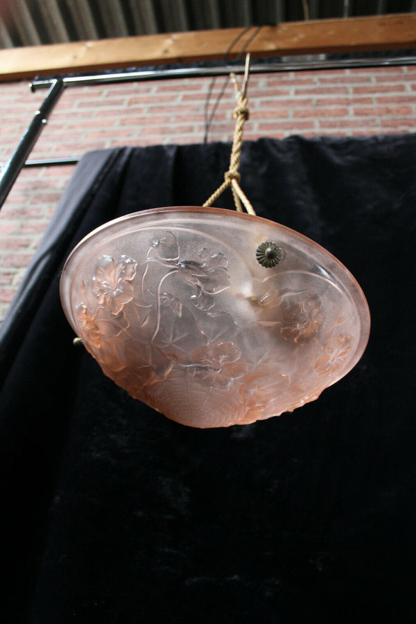 Antique French pink glass paste Chandelier pendant lamp