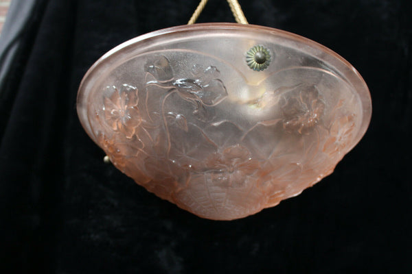 Antique French pink glass paste Chandelier pendant lamp