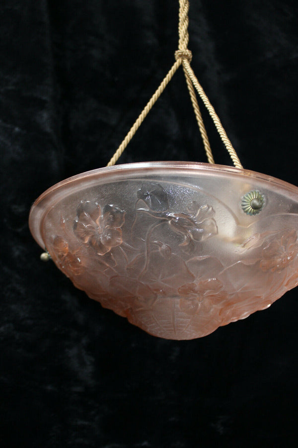 Antique French pink glass paste Chandelier pendant lamp