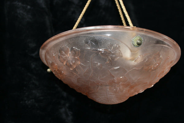 Antique French pink glass paste Chandelier pendant lamp