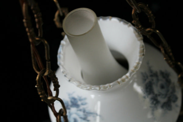 vintage Brass opaline glass dragon figural chandelier lamp pendant lamp 1960