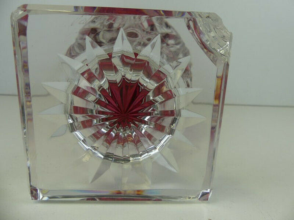VAL SAINT LAMBERT JUPITER crystal glass ruby red clear cut vase