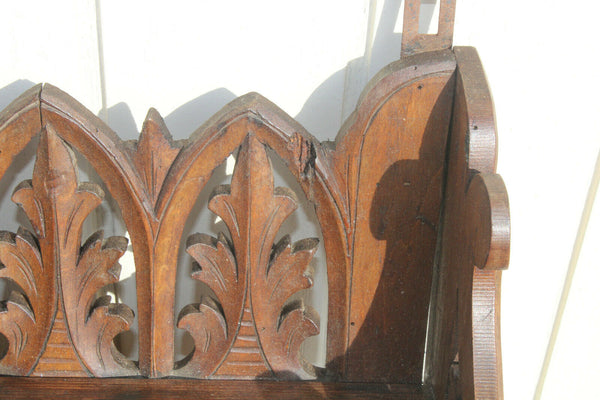 Antique German black forest wood carved apothecary wall cabinet man lady fig