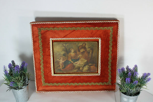 vintage italian flight into egypt christ jesus scene on canvas framed