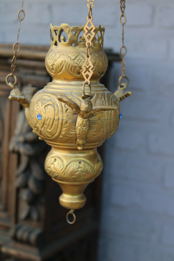 Small Church Religious sanctuary lamp angel figurine stones