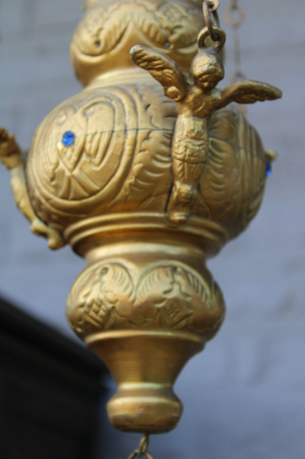 Small Church Religious sanctuary lamp angel figurine stones