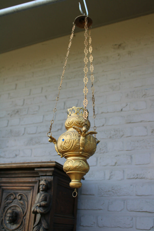 Small Church Religious sanctuary lamp angel figurine stones