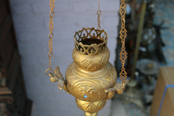 Small Church Religious sanctuary lamp angel figurine stones