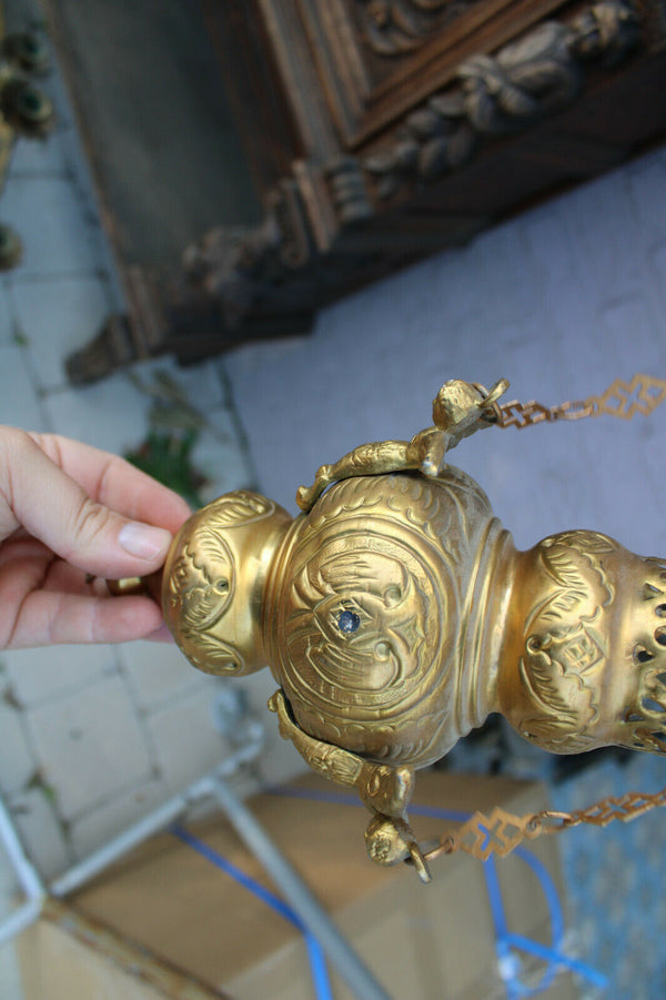 Small Church Religious sanctuary lamp angel figurine stones