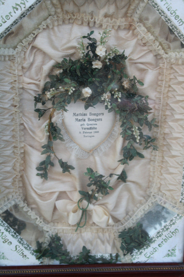 Antique german Bridal 1980 Gift memory Frame religious floral