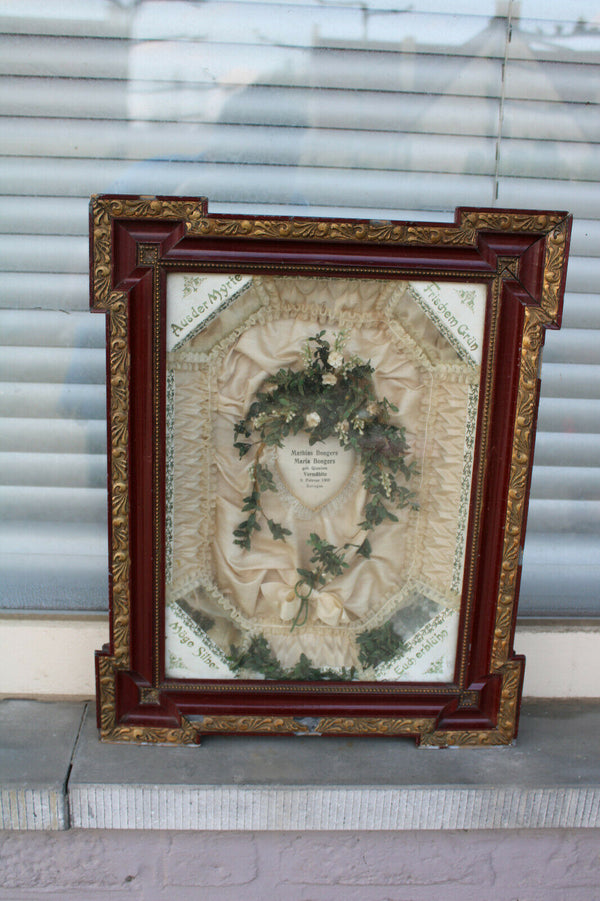 Antique german Bridal 1980 Gift memory Frame religious floral