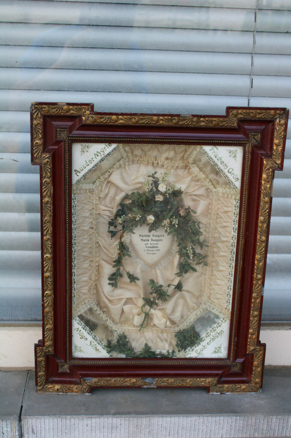Antique german Bridal 1980 Gift memory Frame religious floral