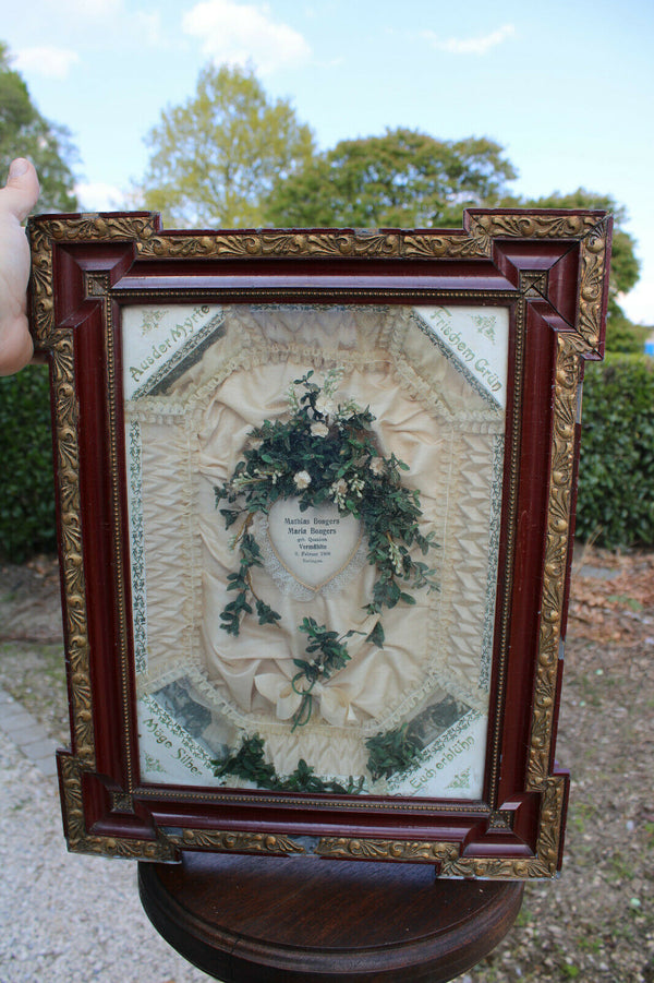 Antique german Bridal 1980 Gift memory Frame religious floral