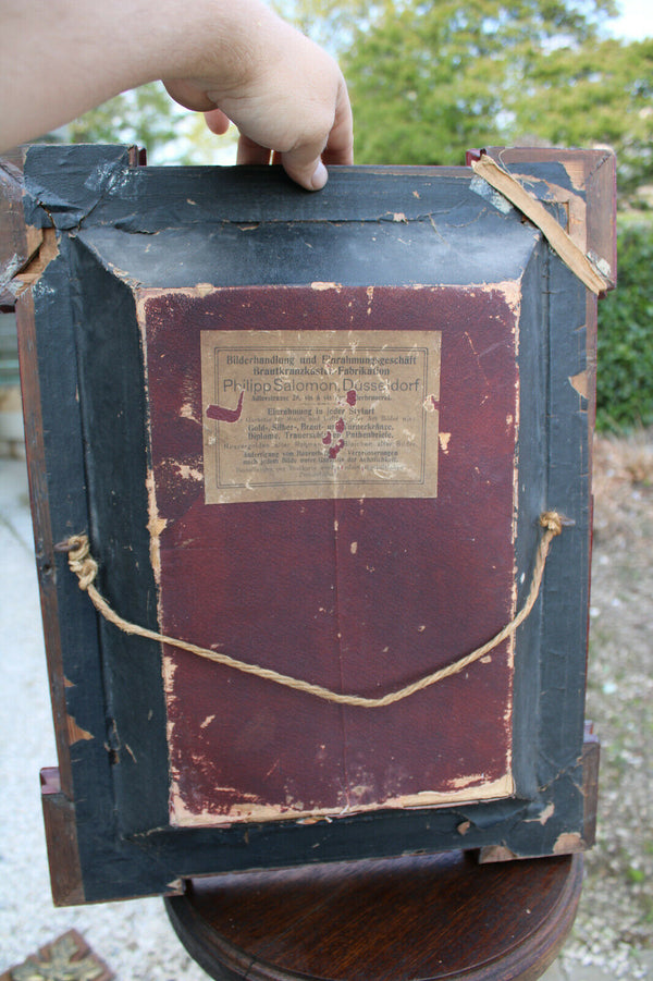 Antique german Bridal 1980 Gift memory Frame religious floral