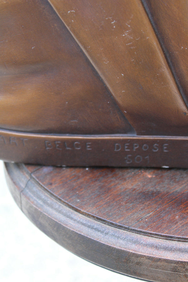 Antique LARGE french chalk Bust sacred heart christ jesus signed 1930s