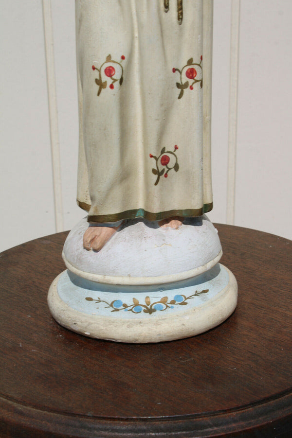 Rare antique chalk statue of saint anthony white paint religious