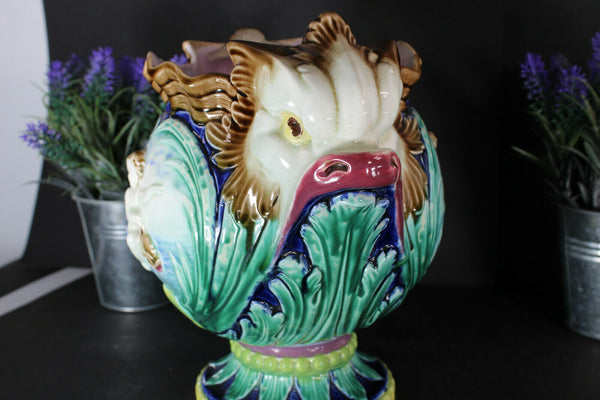 Antique Boch freres pottery marked planter jardiniere dolphin fish rare